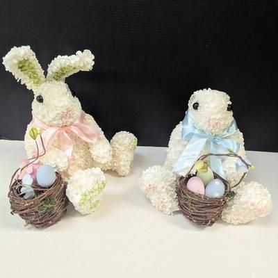 Vintage Styrofoam Covered Paper Flower Bunny Rabbits