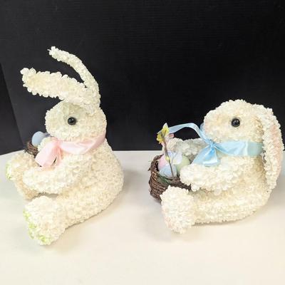 Vintage Styrofoam Covered Paper Flower Bunny Rabbits