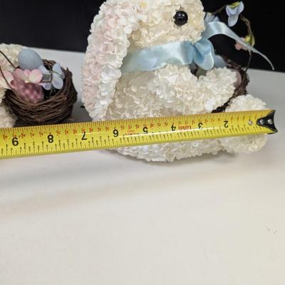 Vintage Styrofoam Covered Paper Flower Bunny Rabbits