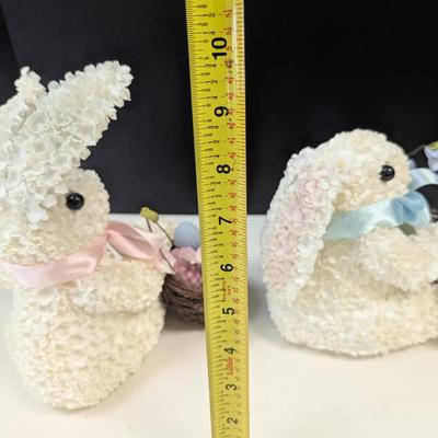 Vintage Styrofoam Covered Paper Flower Bunny Rabbits