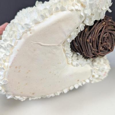 Vintage Styrofoam Covered Paper Flower Bunny Rabbits