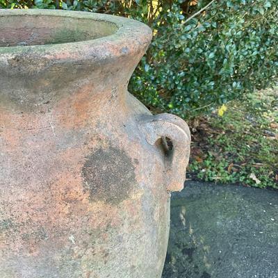O563 Large Terra Cotta Double Handle Olive Jar