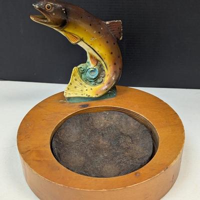 1940's Vintage Trout With Cast Iron Cigar Ashtray