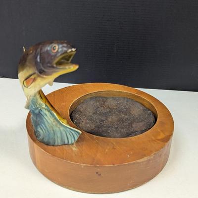 1940's Vintage Trout With Cast Iron Cigar Ashtray