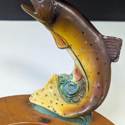 1940's Vintage Trout With Cast Iron Cigar Ashtray