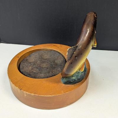 1940's Vintage Trout With Cast Iron Cigar Ashtray
