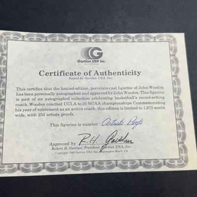 John Wooden Authentic Autographed Figurine