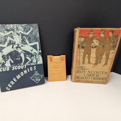 Cub Scout Ceremonies - The Boy Scouts Under Sealed Orders Book 1916 & Membership Cards 1956/1958