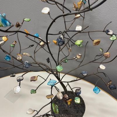 Metal tree with natural stones