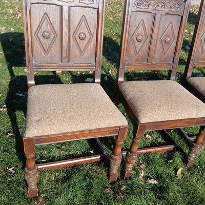 Antique dining room table with six matching chairs well over 100 years old!