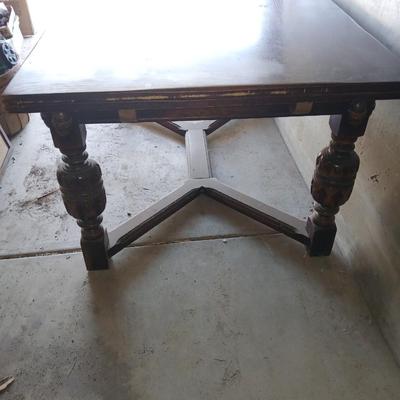 Antique dining room table with six matching chairs well over 100 years old!