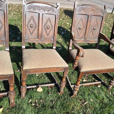 Antique dining room table with six matching chairs well over 100 years old!