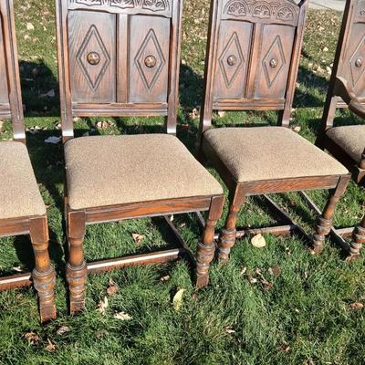 Antique dining room table with six matching chairs well over 100 years old!