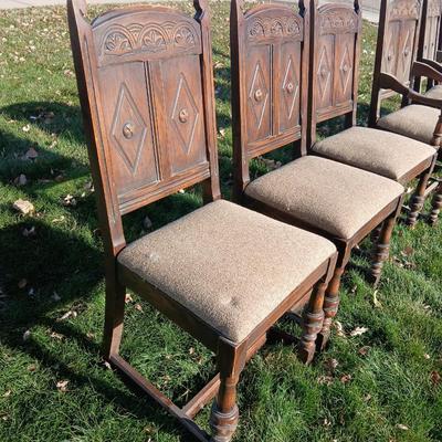 Antique dining room table with six matching chairs well over 100 years old!