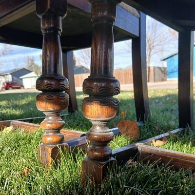 Antique dining room table with six matching chairs well over 100 years old!