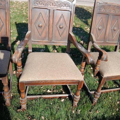 Antique dining room table with six matching chairs well over 100 years old!