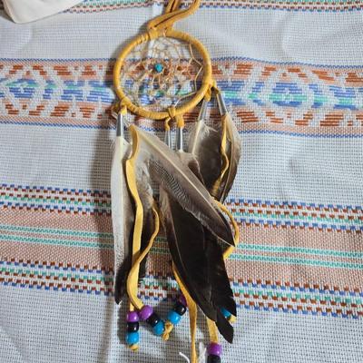 Laverne Elliott framed artwork with arrowhead and pottery - Dreamcatcher s- hand carved & painted candle sconces and a leanin'...