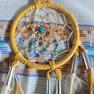 Laverne Elliott framed artwork with arrowhead and pottery - Dreamcatcher s- hand carved & painted candle sconces and a leanin'...