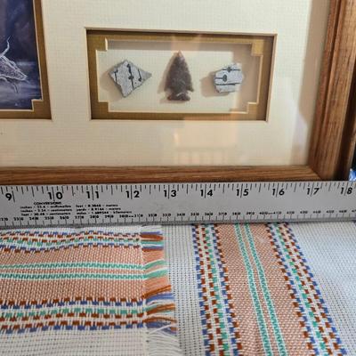 Laverne Elliott framed artwork with arrowhead and pottery - Dreamcatcher s- hand carved & painted candle sconces and a leanin'...