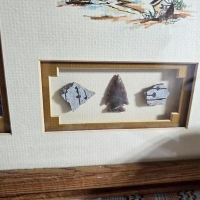 Laverne Elliott framed artwork with arrowhead and pottery - Dreamcatcher s- hand carved & painted candle sconces and a leanin'...