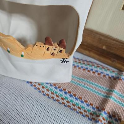 Laverne Elliott framed artwork with arrowhead and pottery - Dreamcatcher s- hand carved & painted candle sconces and a leanin'...