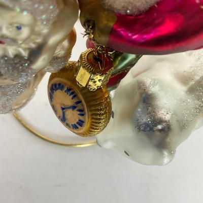 Z589 Set of Three Christborn Santa Ornament and Glass Polar Bear Clip, Old World Santa