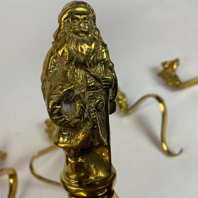 Z597 Set of Six Brass Christmas Mantle Stocking Holders