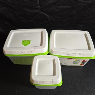 Cutting boards, Knives and nice plastic rubbermaid fresh works food storage containers