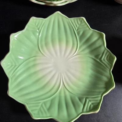 Fun dinnerware - Vegetable mugs and flower bowls with leaf plates
