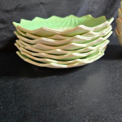Fun dinnerware - Vegetable mugs and flower bowls with leaf plates