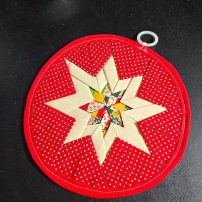 Small Rival crockpot with glass lidded leftover containers, quilted hot pads, spoon rest and more