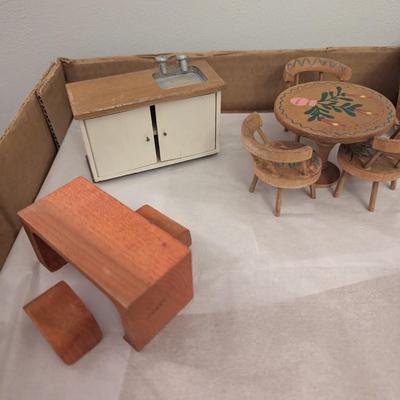 Vintage Dollhouse Wooden Furniture #1