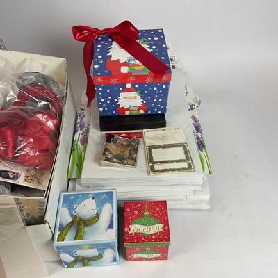 Z708 Assortment of Christmas Wrapping Paper , Boxes and Gift Tags