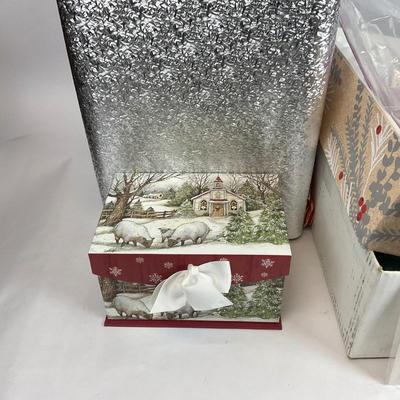 Z708 Assortment of Christmas Wrapping Paper , Boxes and Gift Tags