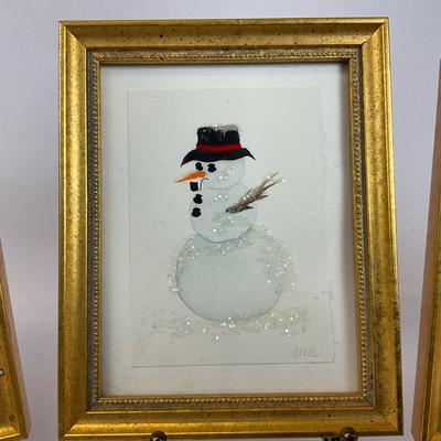 Z712 Set of Four Original Christmas Watercolors by Sandra McCormick