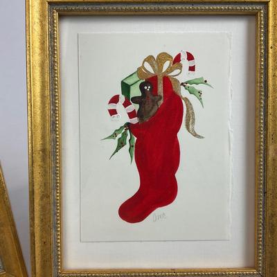 Z712 Set of Four Original Christmas Watercolors by Sandra McCormick