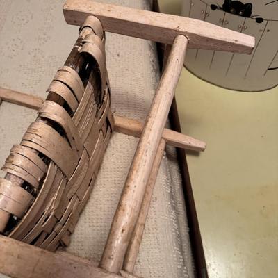 Kitschy Stool and Vintage Trash Can Tissue Box