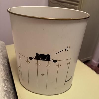 Kitschy Stool and Vintage Trash Can Tissue Box