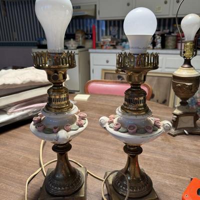 2 Vintage Ceramic and Brass Lamps