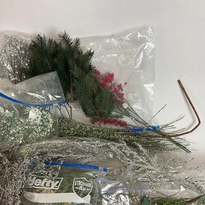 Z714 Lot of Winter Faux Christmas Evergreen Branches and Decor
