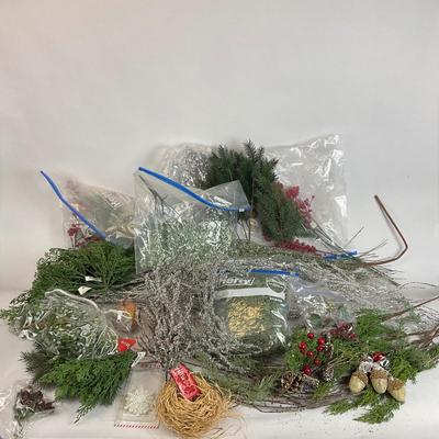 Z714 Lot of Winter Faux Christmas Evergreen Branches and Decor