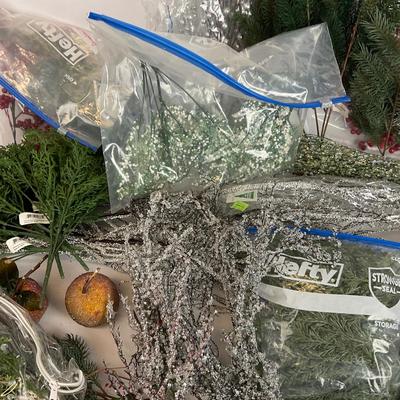 Z714 Lot of Winter Faux Christmas Evergreen Branches and Decor