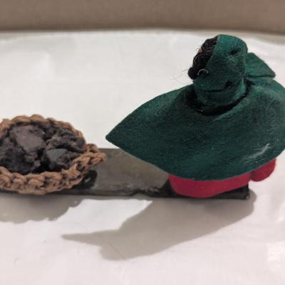 Vintage Cloth Doll w/ Basket Of Coal