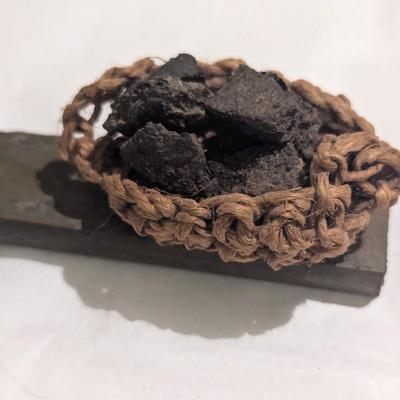 Vintage Cloth Doll w/ Basket Of Coal