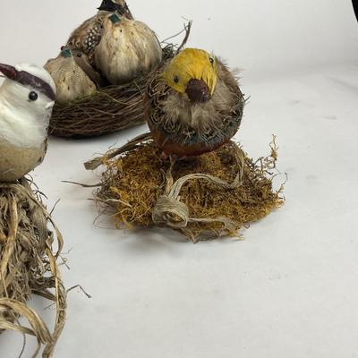 Z715 Feathered Friends Birds and Nest Lot