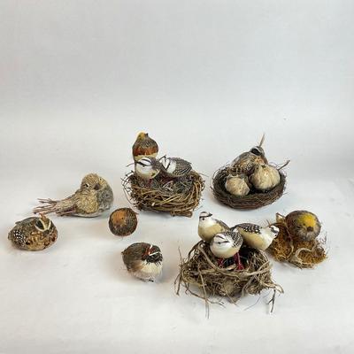 Z715 Feathered Friends Birds and Nest Lot