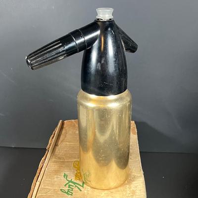 Lot 228: Vintage Entertaining Lot - Kromex Ice Bucket, Soda King Seltzer Bottle, Inland Glass Coffee Carafe, Condiment Tray