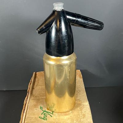 Lot 228: Vintage Entertaining Lot - Kromex Ice Bucket, Soda King Seltzer Bottle, Inland Glass Coffee Carafe, Condiment Tray