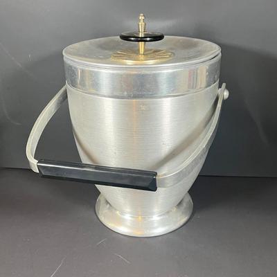 Lot 228: Vintage Entertaining Lot - Kromex Ice Bucket, Soda King Seltzer Bottle, Inland Glass Coffee Carafe, Condiment Tray