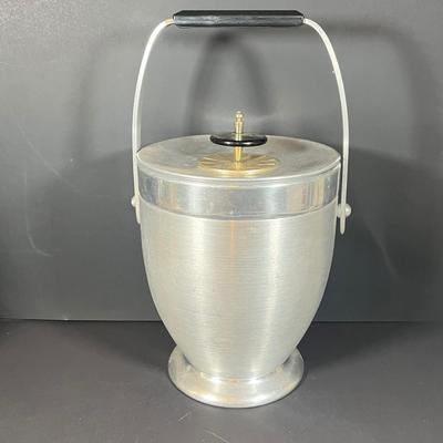 Lot 228: Vintage Entertaining Lot - Kromex Ice Bucket, Soda King Seltzer Bottle, Inland Glass Coffee Carafe, Condiment Tray